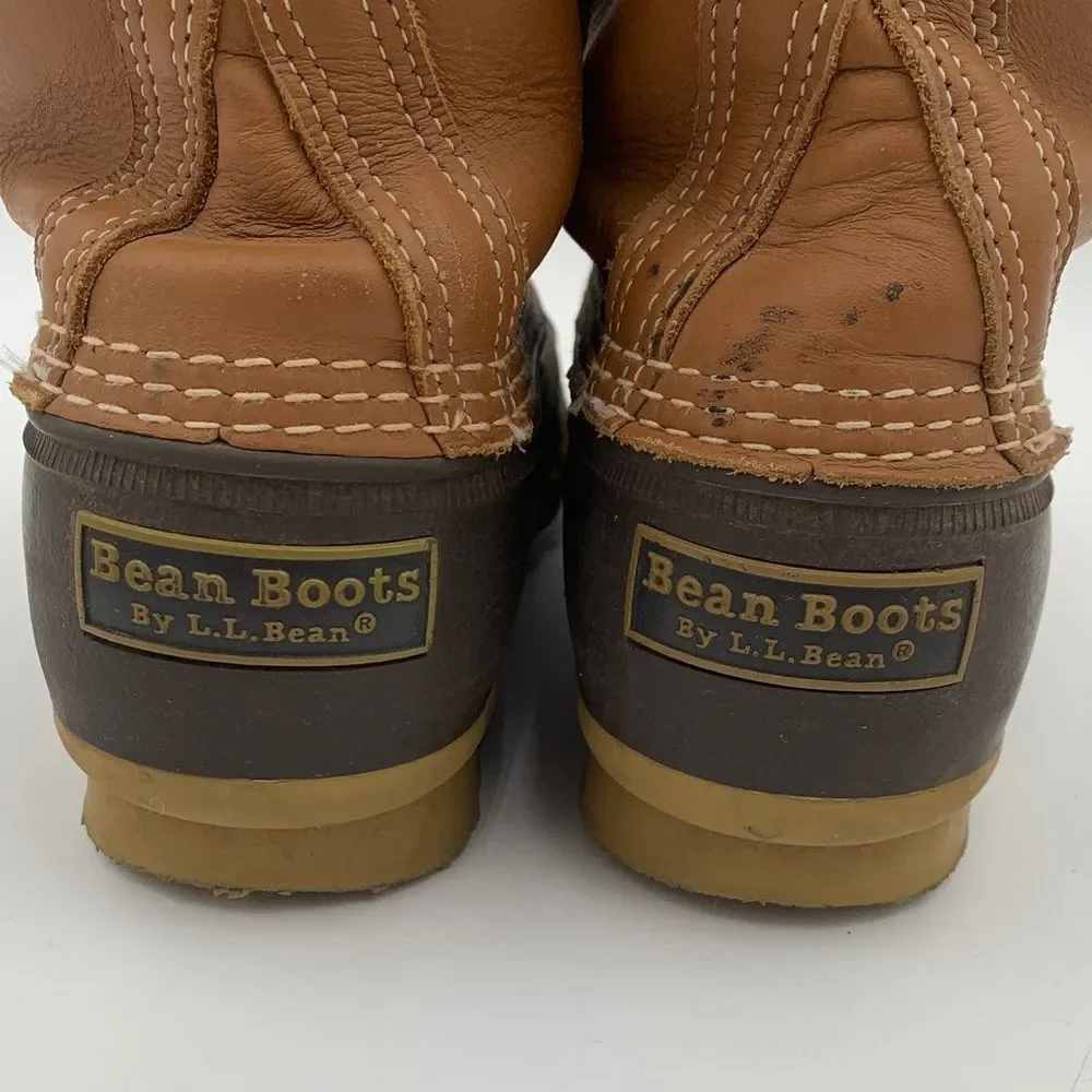 LL Bean Made in Maine Brown and tan Duck Boots men’s size 8.5 or Womans 9.5 - Picture 9 of 14